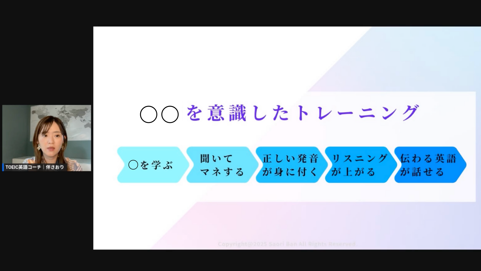 第1話：英語力が伸びない原因についての講座画面